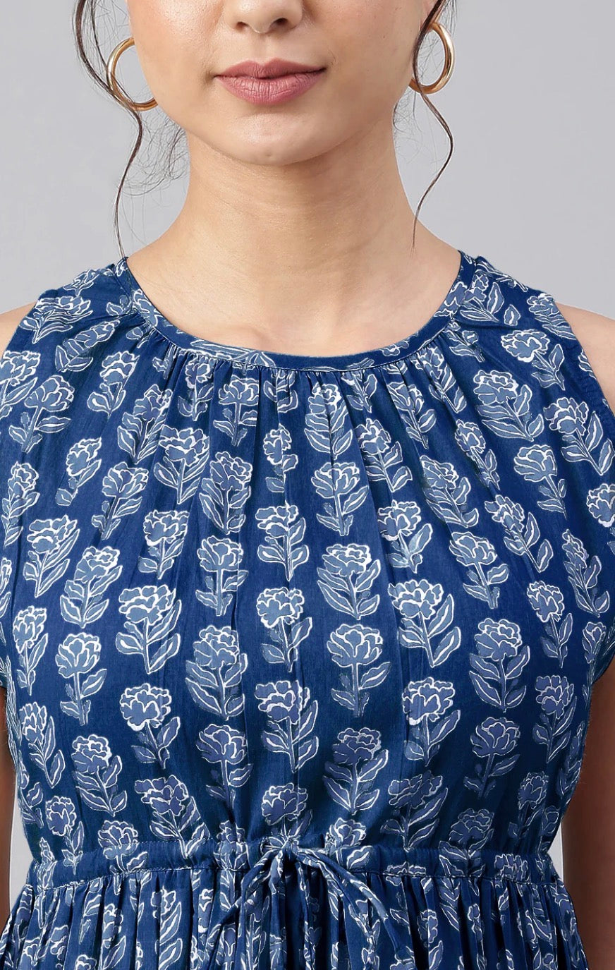 AHIRI’s Pure Cotton Floral Printed Tiered Dress