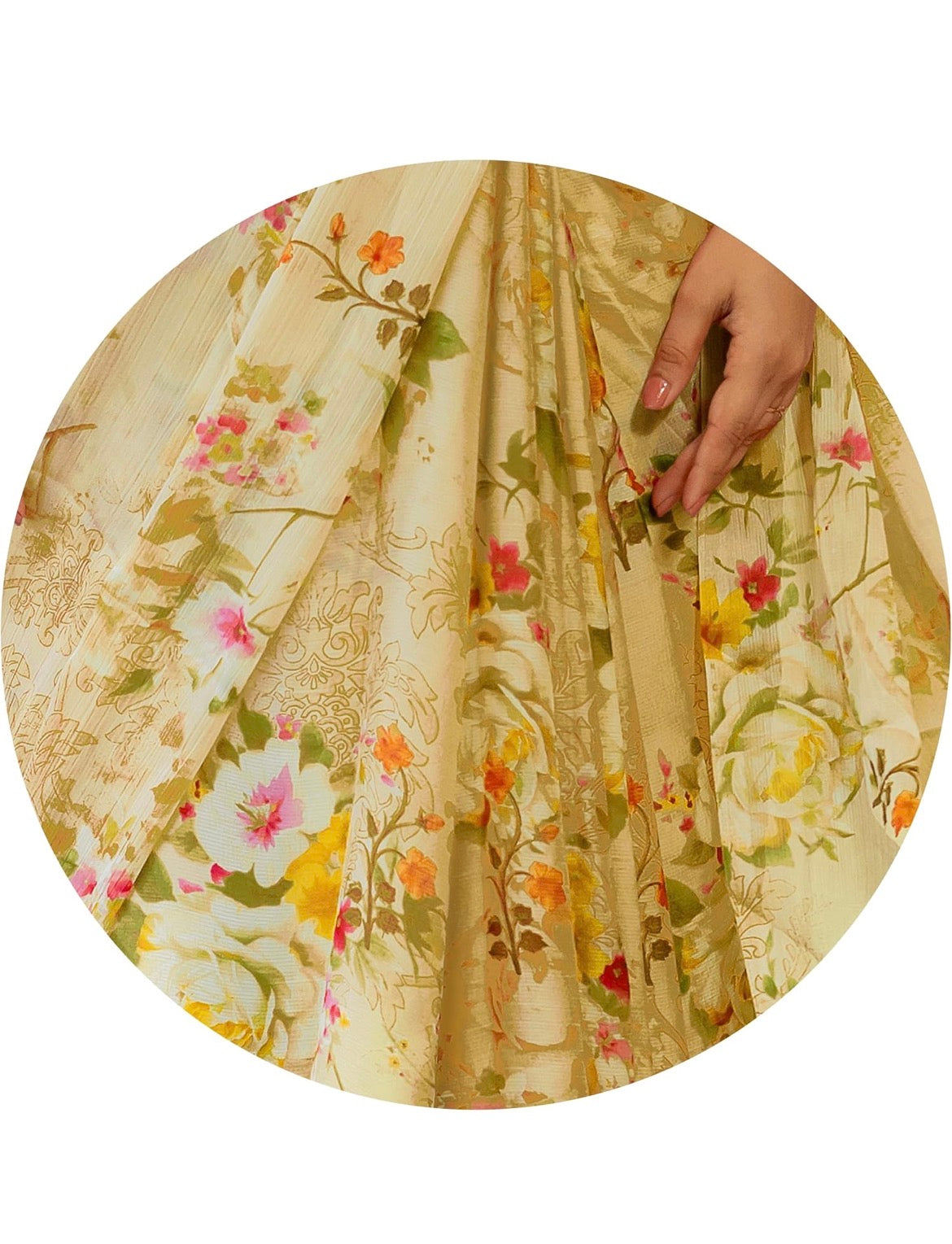 Dusty Yellow Chiffon Saree