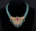 Aqua Beaded Statement Necklace Set