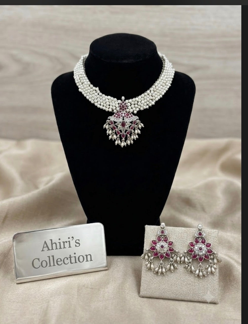 Classic Oxidized Silver-Tone Statement Necklace & Earrings Set