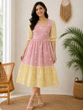 Mul Chanderi Dress(Size-M (margin upto XL size)