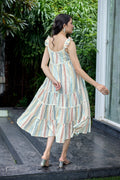 Multi-Striped Tiered Maxi Dress 