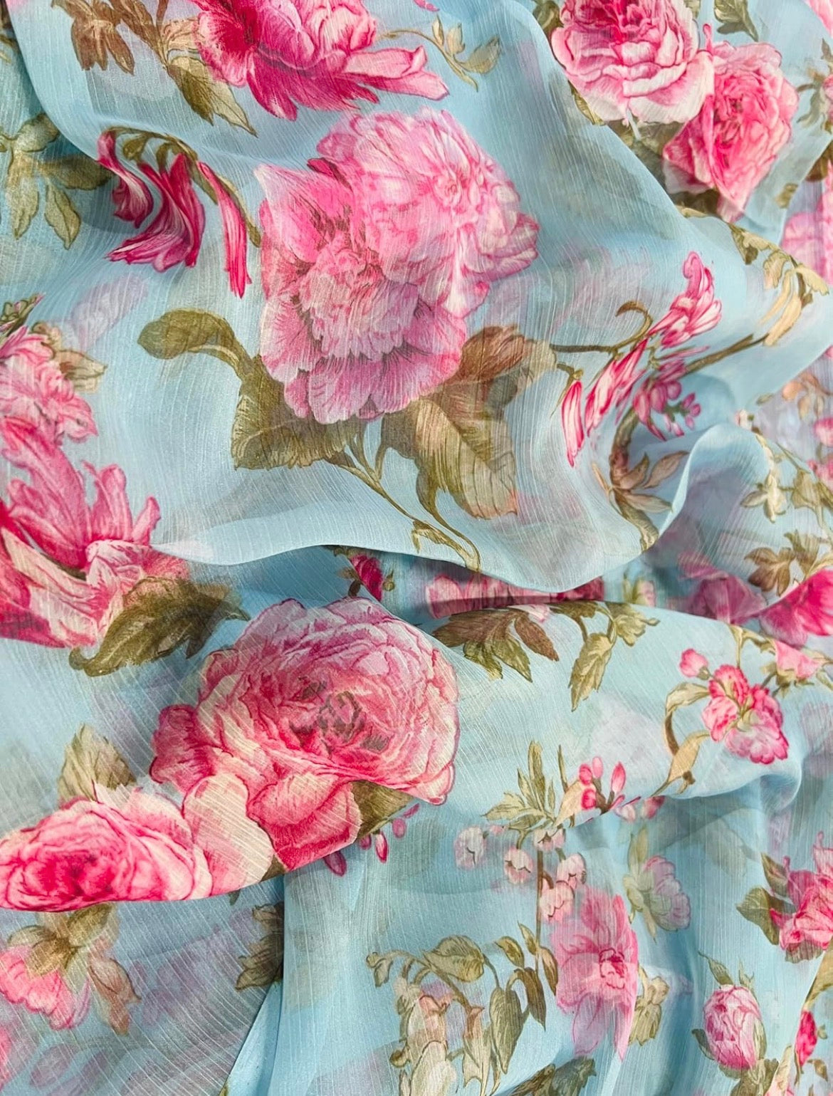 Floral Print Chiffon Saree