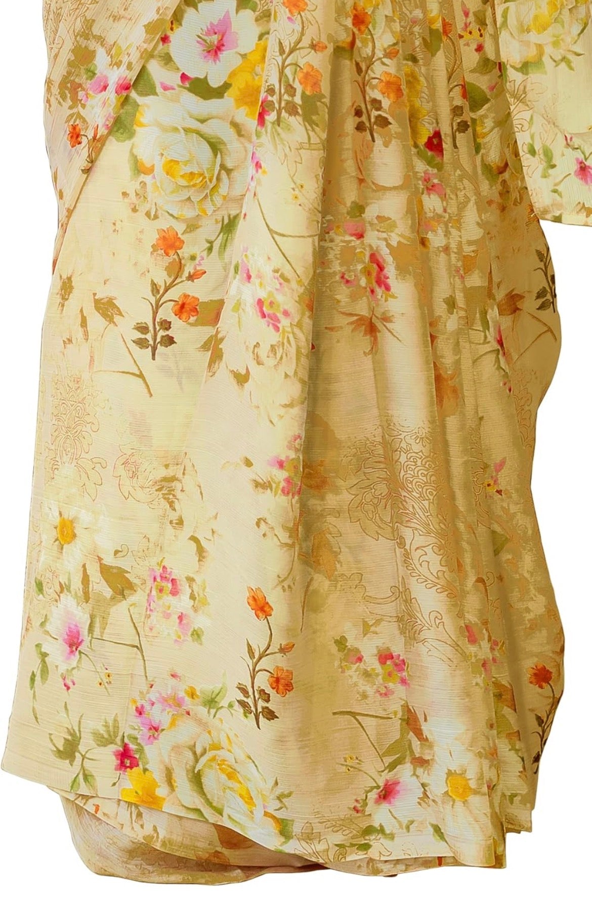 Dusty Yellow Chiffon Saree