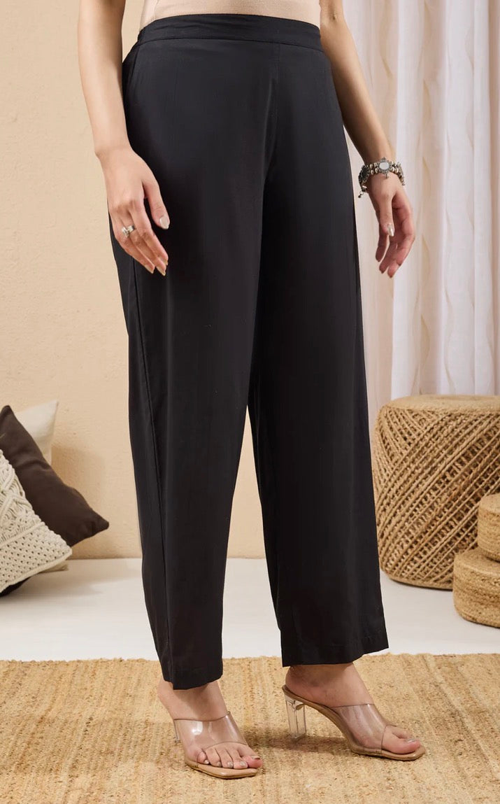 AHIRI’s Women's Black Pure Cotton Floral Printed A-Line Kurta Pant Set