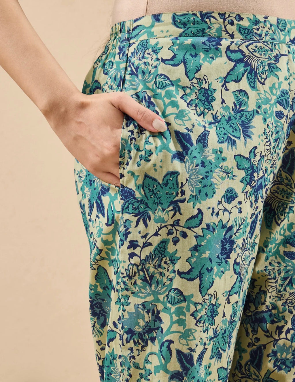 Ahiri’s Women's Light Green Pure Cotton Floral Printed A-Line Co-Ord Set