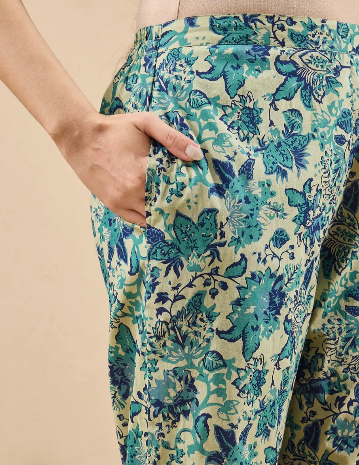 Ahiri’s Women's Light Green Pure Cotton Floral Printed A-Line Co-Ord Set