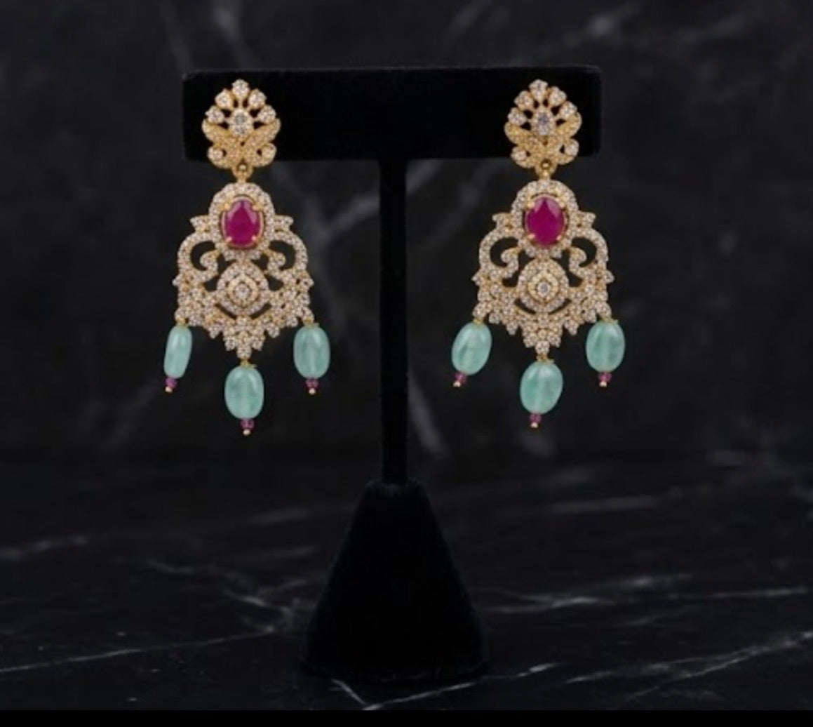 Aqua Beaded Statement Necklace Set