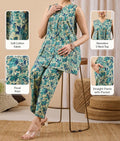 Ahiri’s Women's Light Green Pure Cotton Floral Printed A-Line Co-Ord Set