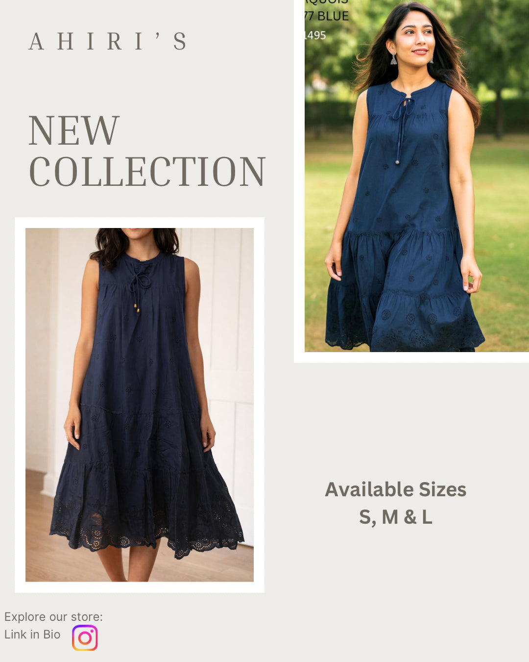 Navy Eyelet Tiered Midi Dress